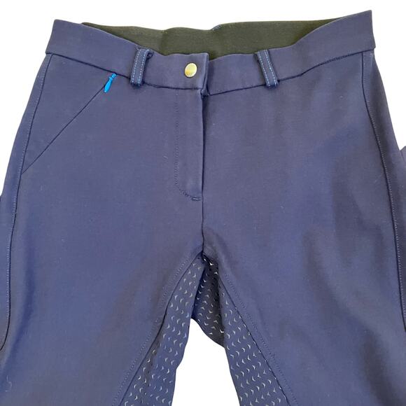 HR FARM Women’s Sz 28 Full Seat Silicone Grip Breeches Horse Riding Pants Navy - Picture 11 of 16